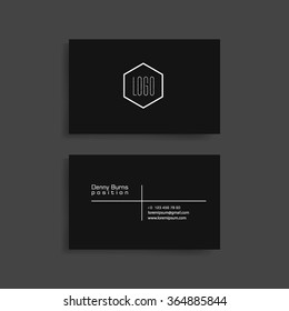 Black Business Card Template For Your Work. Vector Eps10 Design. 