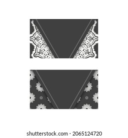 Black business card with vintage white pattern for your brand.