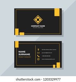 Black Business Card with Yellow Details