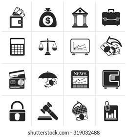 Black Business, finance and bank icons - vector icon set
