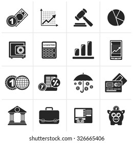 Black Business and finance icons - vector icon set