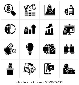 Black Business and Finance Strategies  Icons  - vector icon set