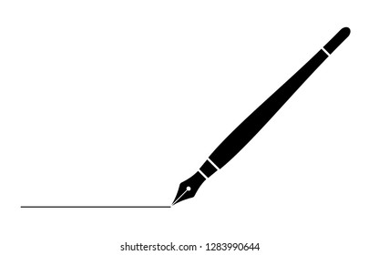 black business fountain pen with line isolated on white for web,app and design vector illustration.