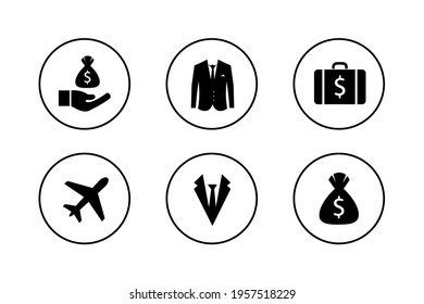 Black Business Icon Set Stylish Design