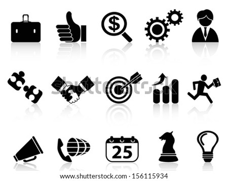 Black Business Icons Set Stock Vector (Royalty Free) 156115934