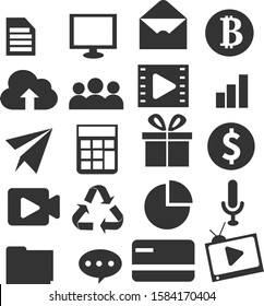 black Business icons set vector illustration