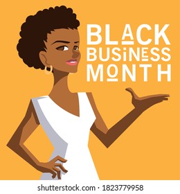 Black business month with african American woman cartoon design. Economic equality and celebration theme. Vector illustration