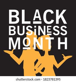 Black business month with afro woman and man silhouette design. Economic equality and celebration theme.  Vector illustration.