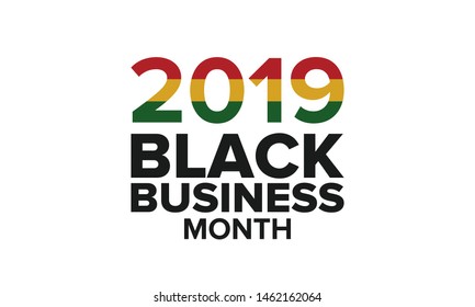Black Business Month in August. Celebrated annual in United States. Support African American community. Black-owned businesses campaign. Poster, greeting card, banner, background. Vector illustration