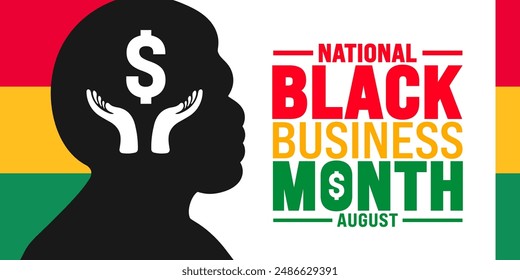 Black Business Month background with black man vector is observed every year in August. Holiday concept. Template for background, banner, card, poster, placard, design template with unique shape.