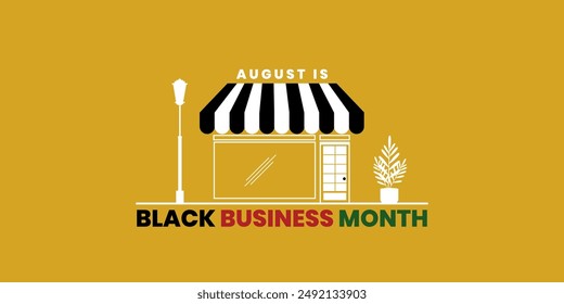 In: Black Business Month, Celebration of Black Owned Business. August ist Black Business Month der Typografie Konzept, Vektorgrafik Banner, Poster, Karte, Banner Hintergrund. Vektorillustration, 