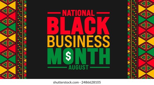 Black Business Month geometric shape pattern background is observed every year in August. Holiday concept. Template for background, banner, card, poster, placard, design template.