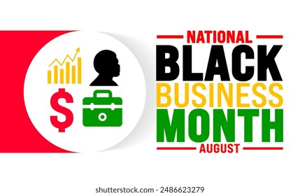 Black Business Month is observed every year in August. Holiday concept. Template for background, banner, card, poster, placard, design template with unique shapes with standard color.