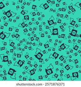 Black Business negotiations icon isolated seamless pattern on green background. Team work process. Business management teamwork meeting and brainstorming.  Vector