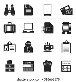 Black Business and office elements icons - vector icon set