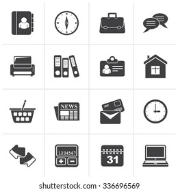Black Business and office icons - vector icon set