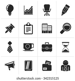 Black Business and office icons - vector icon set