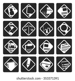 Black Business and office icons - vector icon set