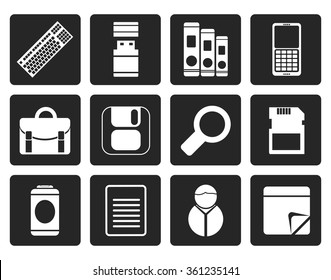 Black Business and Office tools icons - vector icon set 3