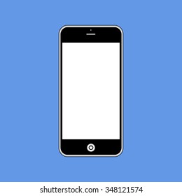 Black Business Phone with blank white screen on blue background. Illustration Similar To iPhone.