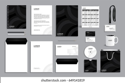 Black business stationery set template