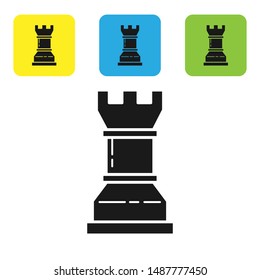 Black Business strategy icon isolated on white background. Chess symbol. Game, management, finance. Set icons colorful square buttons. Vector Illustration