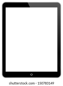 Black Business Tablet Similar To iPad Air With Power Button Isolated On White