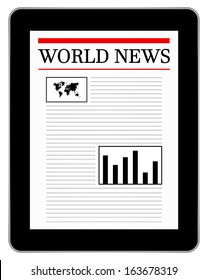 Black Business Tablet Similar To iPad Showing World News