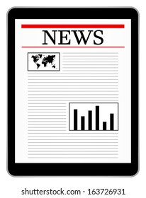Black Business Tablet Similar To iPad Showing World News