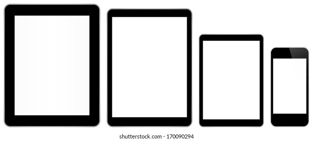 Black Business Tablets And Smart Phone In iPad And iPhone Style Isolated On White