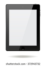 Black Business touch screen tablet with buttons and front camera on white background vector illustration