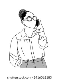 Black Business woman talking by phone vector.