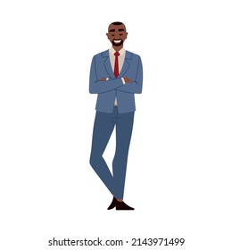 Black Businessman Crossed Arms Icon