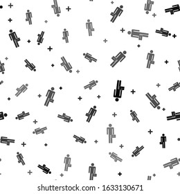 Black Businessman man with briefcase icon isolated seamless pattern on white background.  Vector Illustration