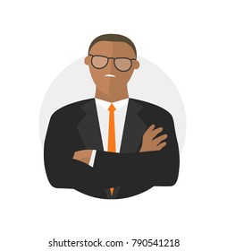 Black Businessman Not Satisfied Vector Icon