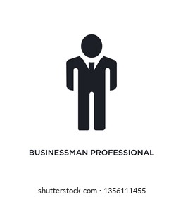 black businessman professional isolated vector icon. simple element illustration from startup stategy and concept vector icons. businessman professional editable logo symbol design on white