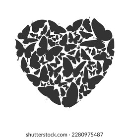 Black butterflies enclosed in a heart shape.