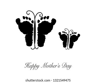 Black Butterflies. Happy Mother's Day greeting card. Made of baby foot print butterfly. Mother and baby.zip

