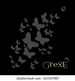 Black butterflies on a black background