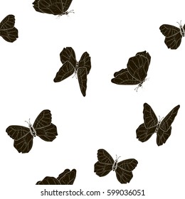 Black butterflies seamless vector pattern