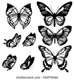 mariposas negras, aisladas en blanco