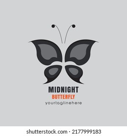 black butterfly abstract design, simple.