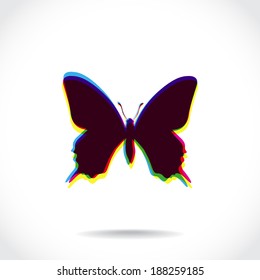 Black butterfly composed of color multiply