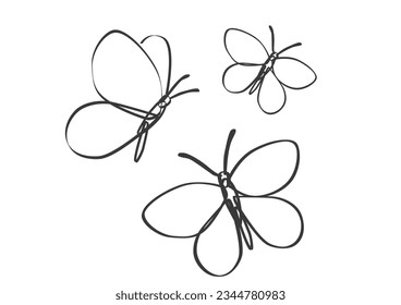 black butterfly contour design vector