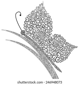 Black butterfly with curls