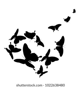 Black Butterfly Heart Isolated On White Stock Vector (Royalty Free ...