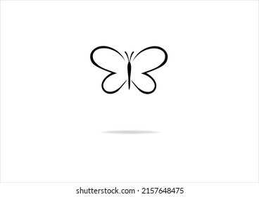 black butterfly icon hand drawn design