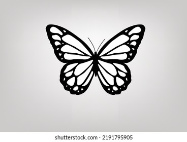 black butterfly icon hand drawn design