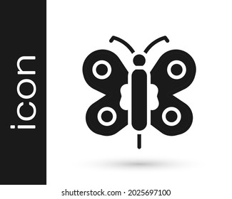 Black Butterfly icon isolated on white background.  Vector