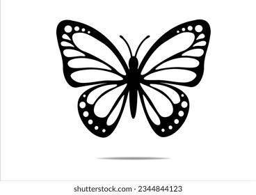 black butterfly icon vector design hand drawn